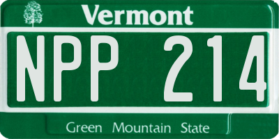 VT license plate NPP214