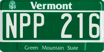 VT license plate NPP216