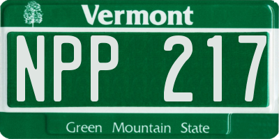 VT license plate NPP217