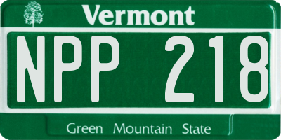 VT license plate NPP218