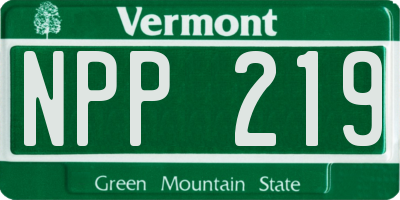 VT license plate NPP219