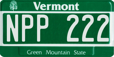 VT license plate NPP222