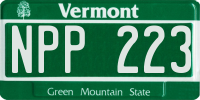 VT license plate NPP223