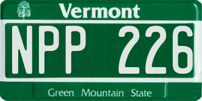 VT license plate NPP226