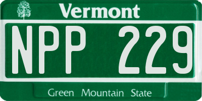 VT license plate NPP229
