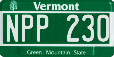 VT license plate NPP230
