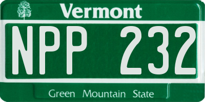 VT license plate NPP232