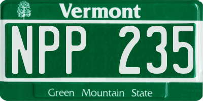 VT license plate NPP235