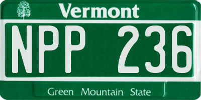 VT license plate NPP236