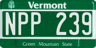 VT license plate NPP239