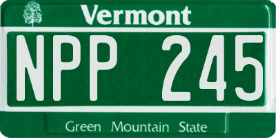 VT license plate NPP245