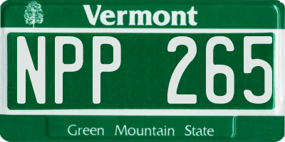 VT license plate NPP265
