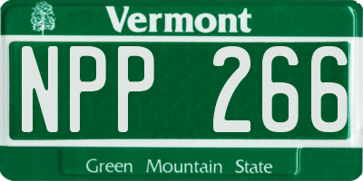 VT license plate NPP266