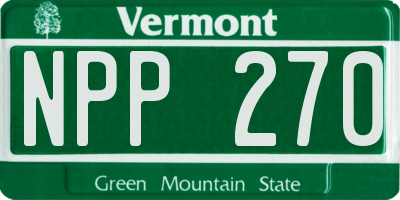 VT license plate NPP270