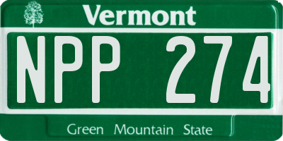 VT license plate NPP274