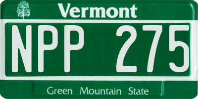 VT license plate NPP275
