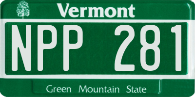 VT license plate NPP281