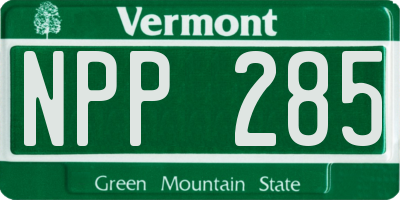 VT license plate NPP285
