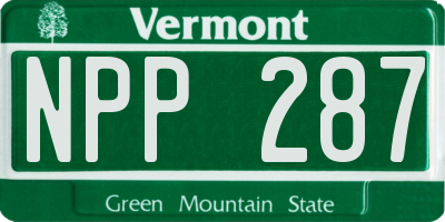 VT license plate NPP287