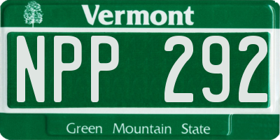 VT license plate NPP292