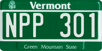 VT license plate NPP301