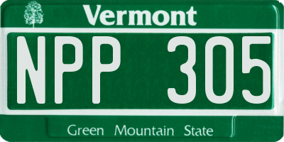 VT license plate NPP305