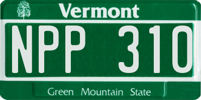 VT license plate NPP310