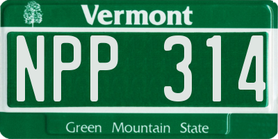 VT license plate NPP314