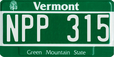 VT license plate NPP315