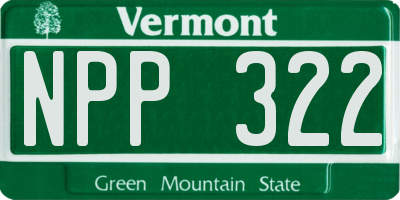 VT license plate NPP322