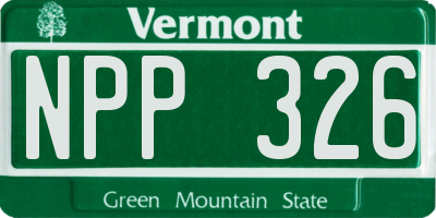 VT license plate NPP326