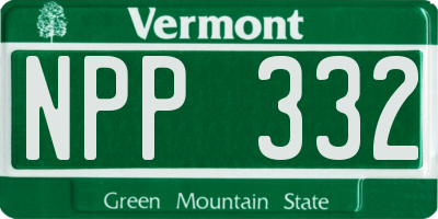 VT license plate NPP332