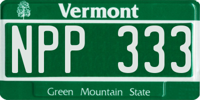 VT license plate NPP333