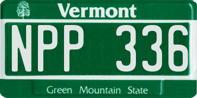VT license plate NPP336