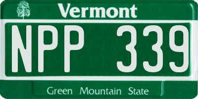 VT license plate NPP339