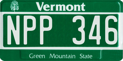 VT license plate NPP346