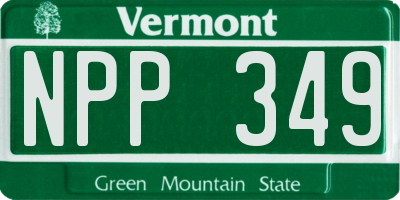 VT license plate NPP349