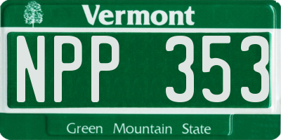 VT license plate NPP353