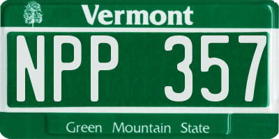 VT license plate NPP357