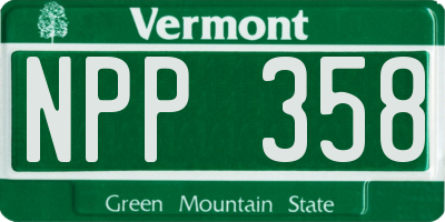VT license plate NPP358