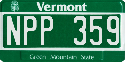 VT license plate NPP359