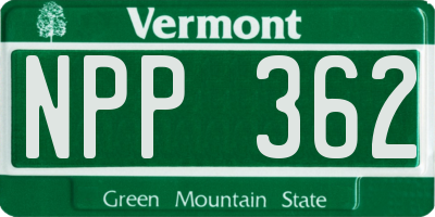 VT license plate NPP362