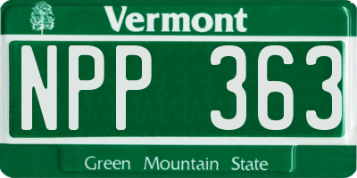 VT license plate NPP363