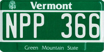 VT license plate NPP366