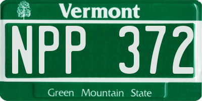 VT license plate NPP372
