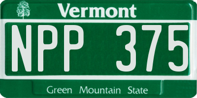 VT license plate NPP375