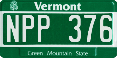 VT license plate NPP376