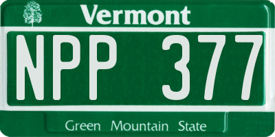 VT license plate NPP377