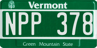 VT license plate NPP378