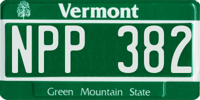 VT license plate NPP382